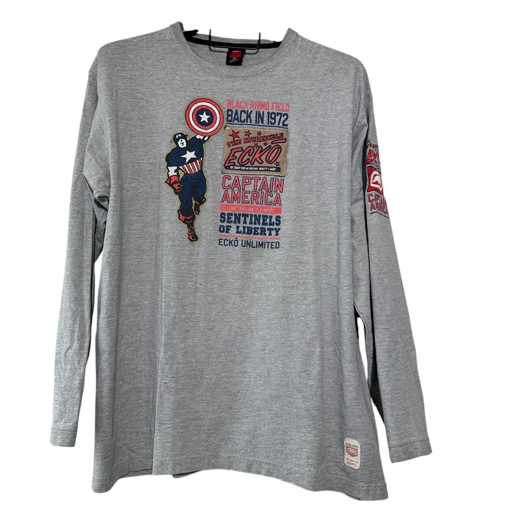 ECKO UNLTD. Marvel Comics Captain America RARE Graphic Long Sleeve T-shirt‎ XL
